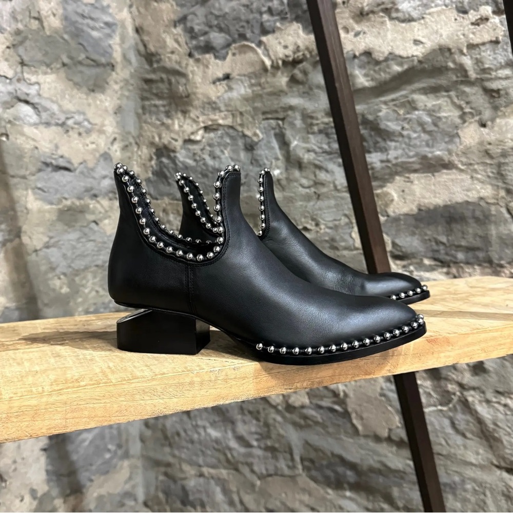 Alexander Wang Kori Studded Black Leather Booties – Size 38